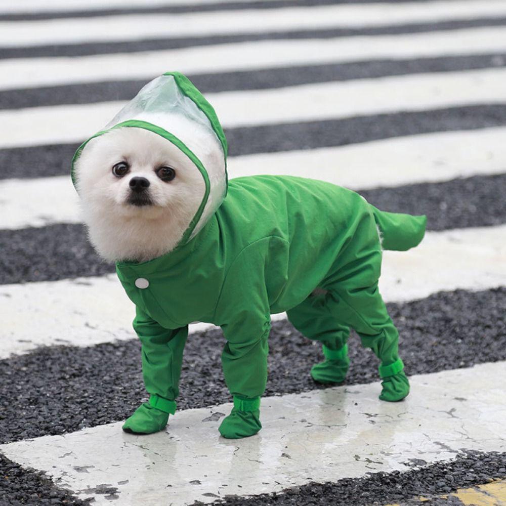 Transparent Hood Dog Raincoat Full-coverage Cat Rainproof Pet Clothes for Small Dog