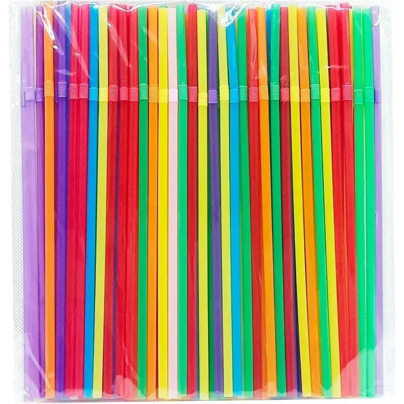 

100/200/300PCS Disposable Plastic Straws Flexible Foldable Straw Boba Tea Smoothies Party Kitchen Bar 100pcs