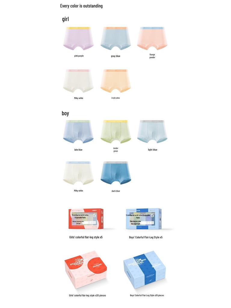 Einweg-Baumwoll-Boxershorts für Kinder auf Reisen