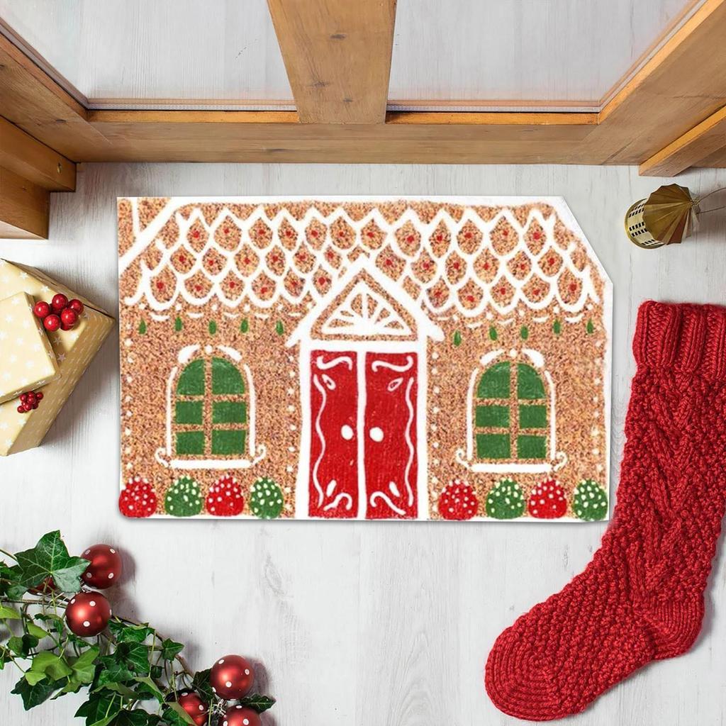 Weihnachten Haustürmatte Eingangsmatte Rutschfest Lebkuchenhaus Fußmatte für Duschboden Wohnzimmer Küche Veranda Innen