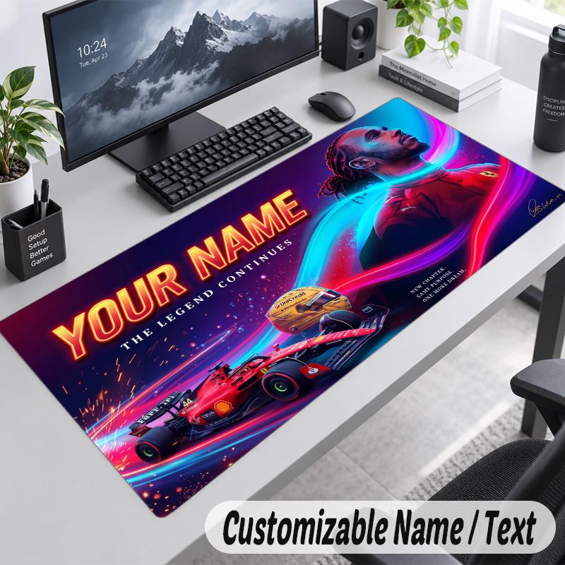Lewis Hamilton Personalized Large Mouse Pad Custom Name Text Extended Desk Mat Gaming Mousepad