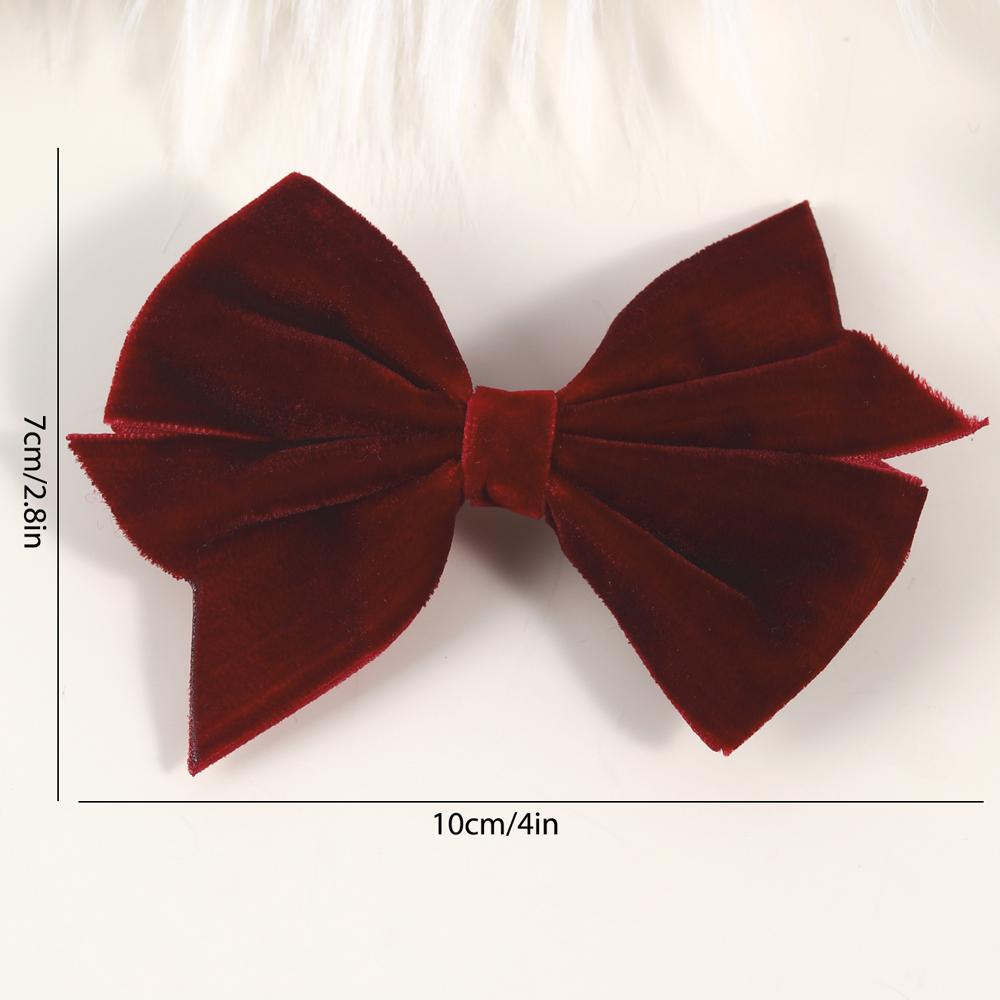 2PCS Velvet Bow Girls Hair Clip Sweet Retro Red Green Bow Hair Clip Handmade Hair Clip Headwear Children's Hair Accessories
