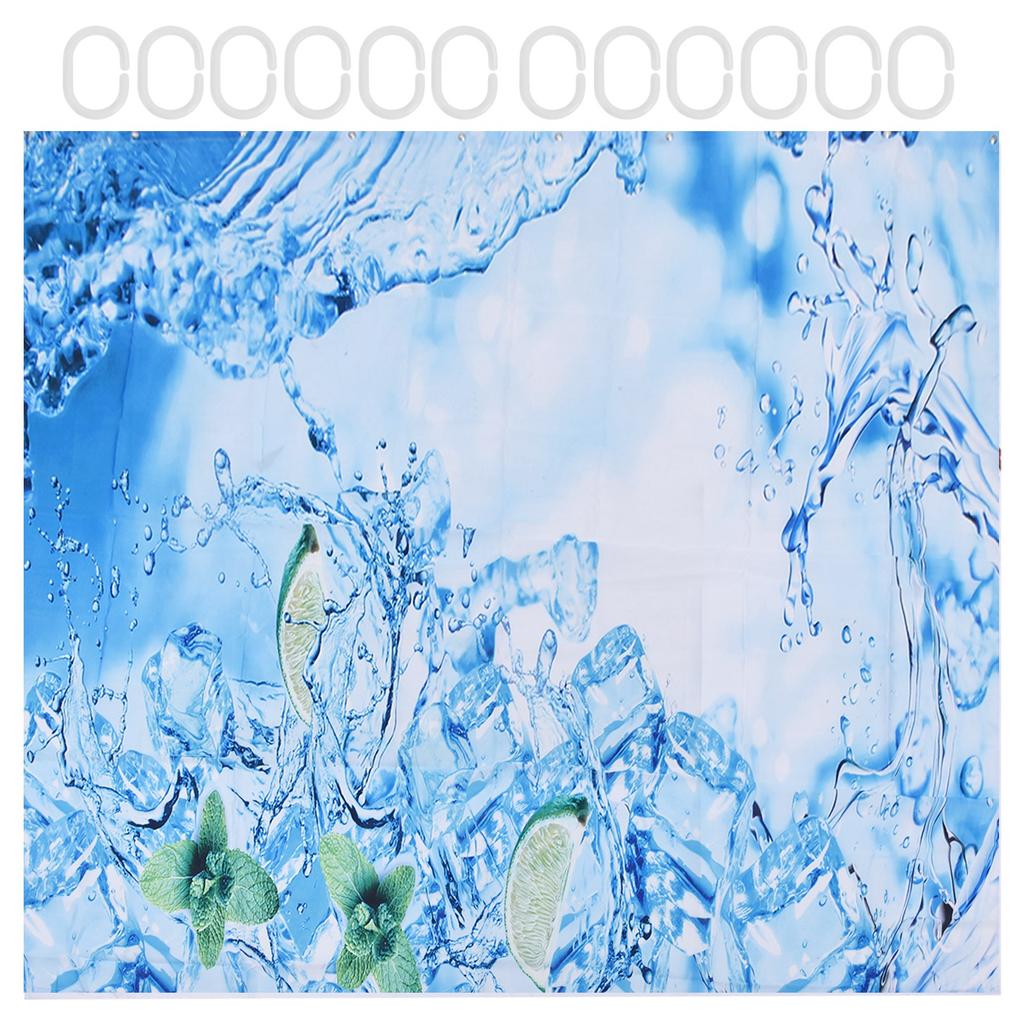 Bathroom Curtain with Hook Waterproof Elastic Hanging Shower Curtain for Home Bathtub
