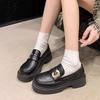 Platform Loafers Women's Spring 2025 New British Style Small Leather Shoes Black Single Shoes Versatile One Pedal