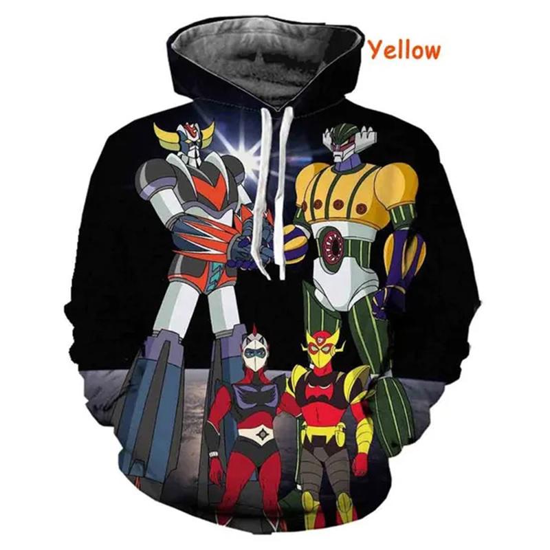 Męskie bluzy z kapturem Mazinger Z Anime Robot 3D Print Mężczyźni Kobiety Moda Bluzy Oversized Hoodie Harajuku Dzieci Swetry Dres