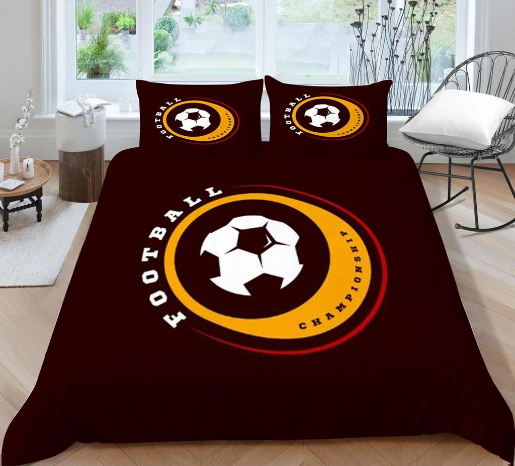 Bed Cover 3D Football Themed Print Homes Bedding Quilt Cover Washable Pillowcase Breathable Polyester Home Bedclothes
