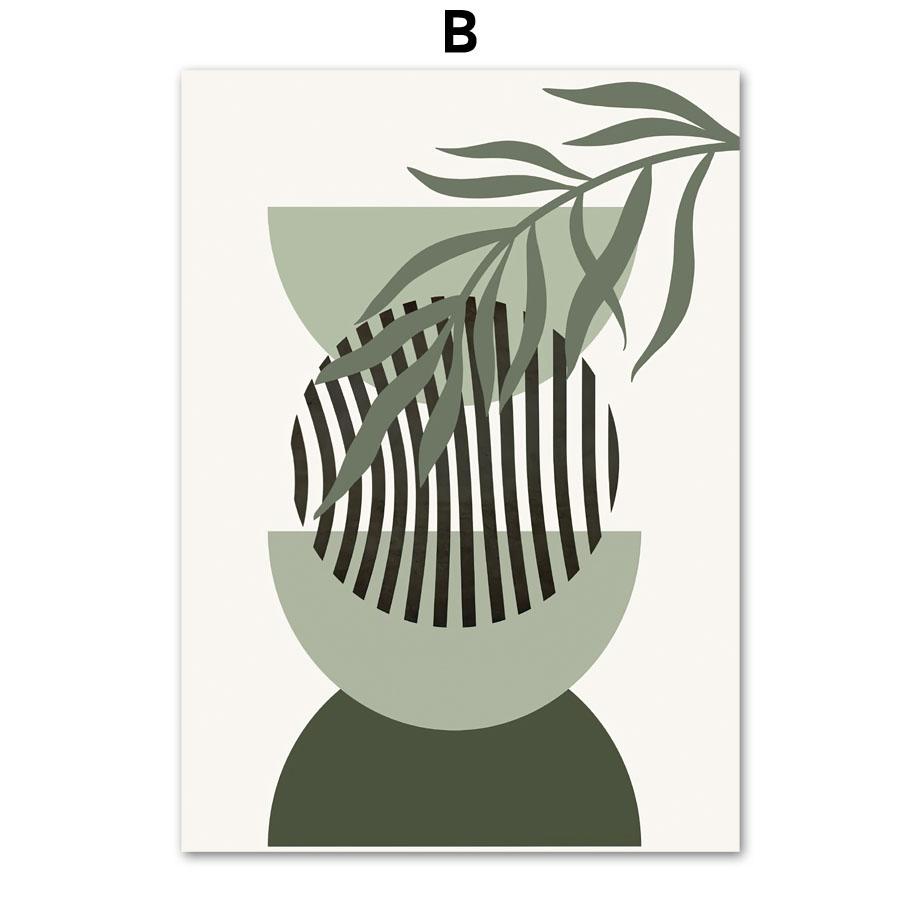 Abstract Geometric Poster Boho Leaves Arches Mid Century Modern Wall Art Print Canvas Painting Wall Pictures Living Room Decor