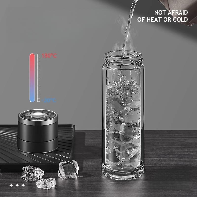 400ml Double-layer Glass Cup Heat-resistant Water Cups with Tea Drain Filter Office Portable Large Capacity Glasses Drinkware