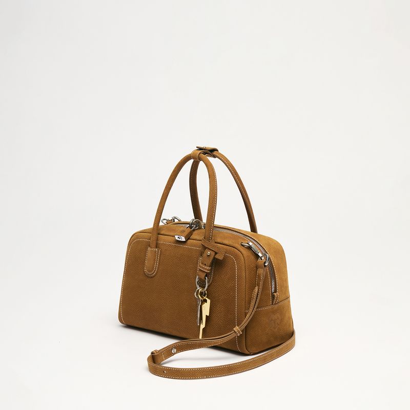

First Layer Cowhide Retro Shoulder Satchel Boston Bag Yellow Brown