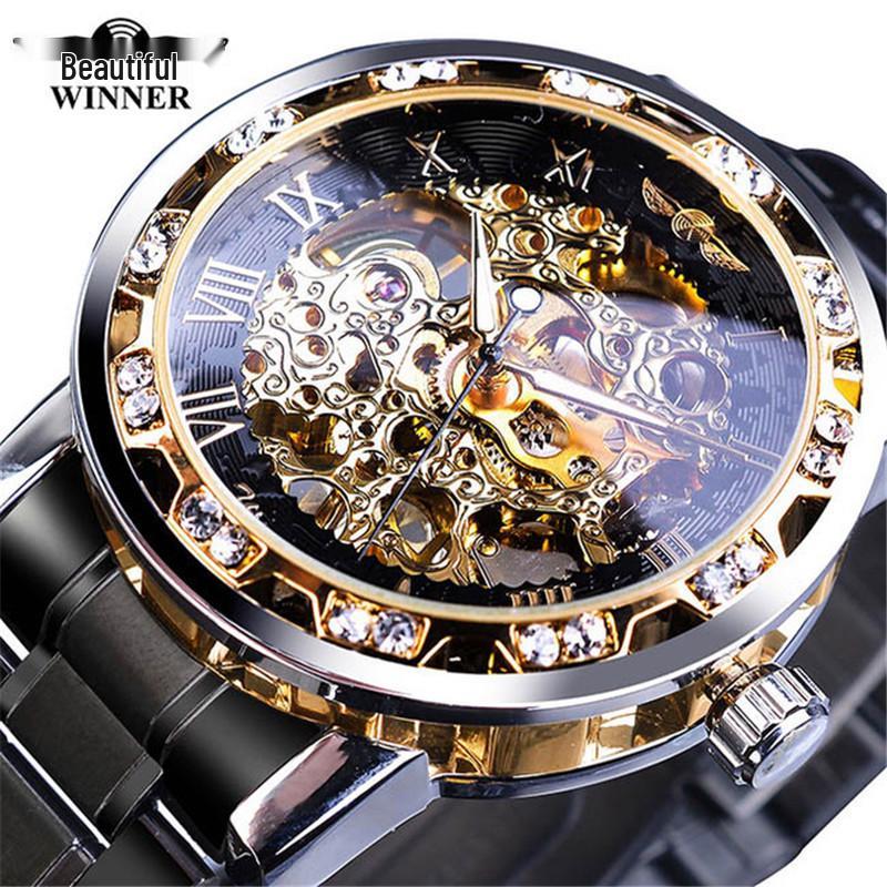 

Men s Mechanical Rhinestone Steel Band Watch - Fashionable and Elegant Design