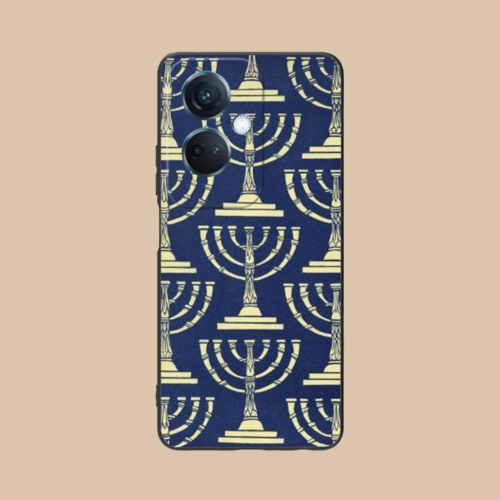Jewish Hanukkah Mobile Phone Case for OPPO Reno 14 13 12 11 10 9 8 7 6 5 F T Pro 5G Colorful Printing Cover Luxury Cover Pretty