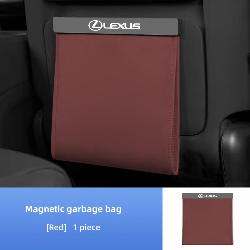 FIQK8 For Lexus IS250 RX350 LX570 LX600 GX470 RX330 Seat Back Storage Bag Magnetic Open PU Leather Garbage Trash Bin Pocket Organizer