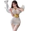 Internet Celebrity Live Streaming Host Sexy Nightclub Soft Yarn Perspective Nightclub Bar Dancing Neck Dress