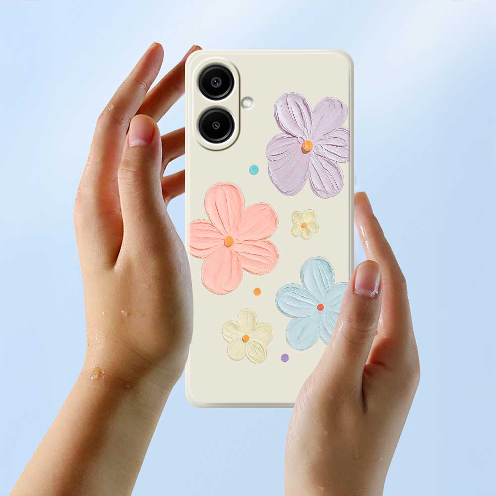 For Samsung Galaxy A07 4G Case Four Color Flowers Pattern Printing Straight Edge TPU Phone Back Cover