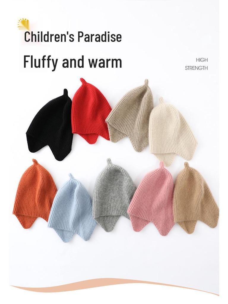 Unisex Cashmere Kids' Knit Hat with Ear Protection - Super Cute & Warm for Autumn/Winter