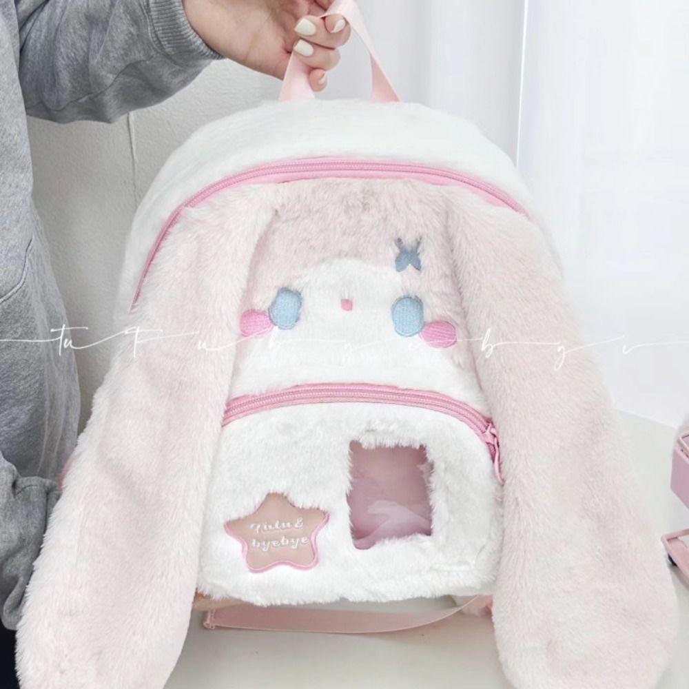 Rabbit Cute Cat Backpack Preppy Style Plush Shoulder Bag Sweet Idol Photocard Pouch Itabag  Outdoor