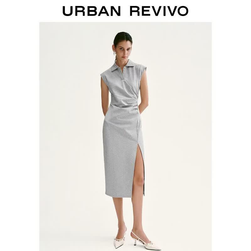 UR2026 Women s Pleated Polo Midi Dress XS