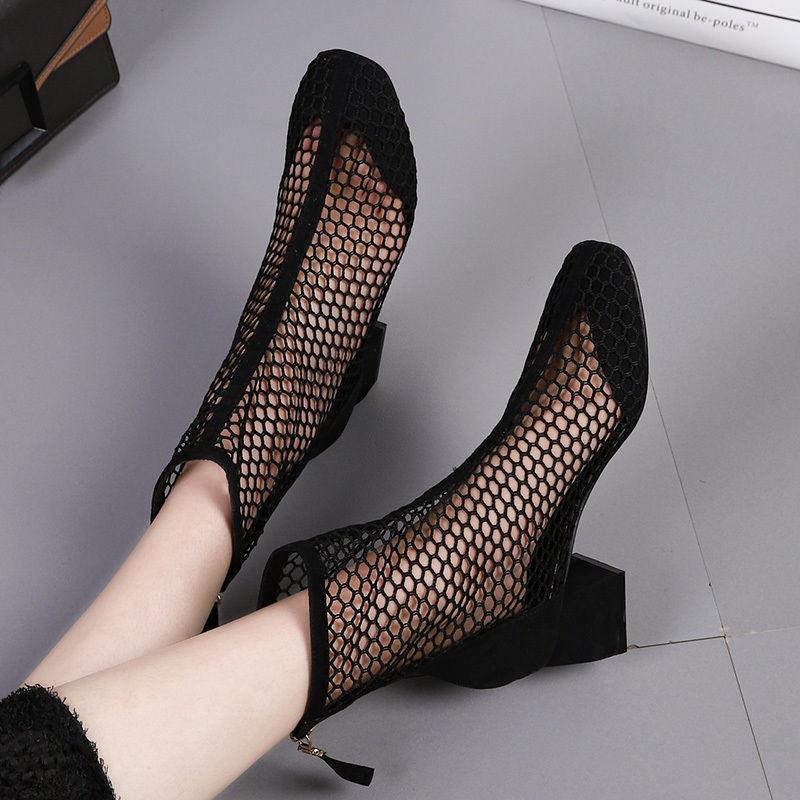 Summer outer wear bag toe thick heel sandals fashion fairy Korean version hollow high heel cool boots trendy versatile lady boots summer