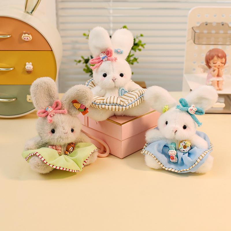 Good Quality Bear Rabbit Plush Toys Pendants Lovely Baby Animal Kawaii Car Interior Keychain Sweet Gift To Girls