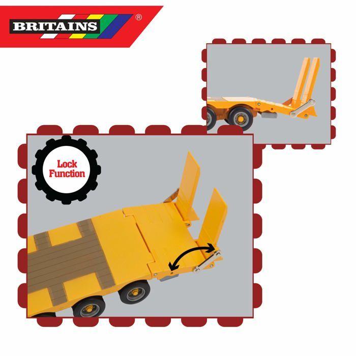 Véhicule miniature - Britains - 43254 - Kane Yellow Low Loader - 5.5x38x8.6 cm - 885 grammes - Orange
