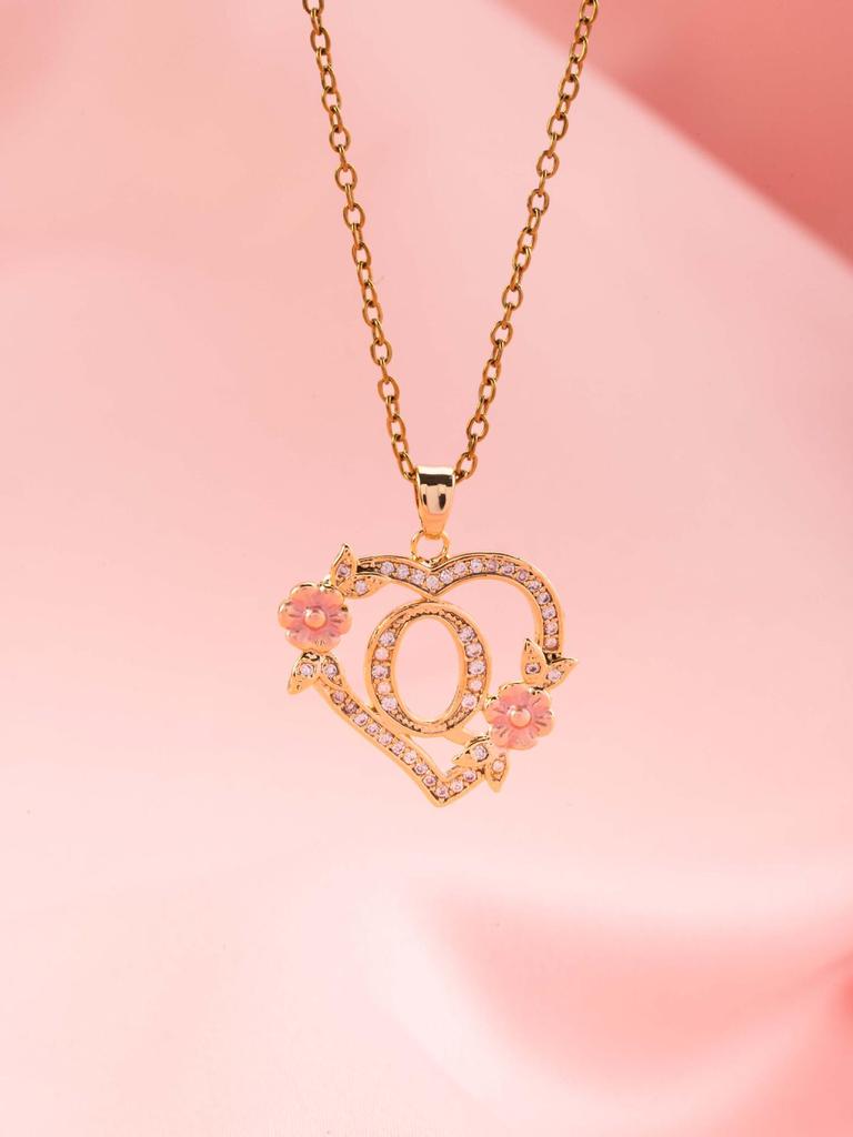 Trendy Luxury Heart and Flower Pendant Necklace for Women