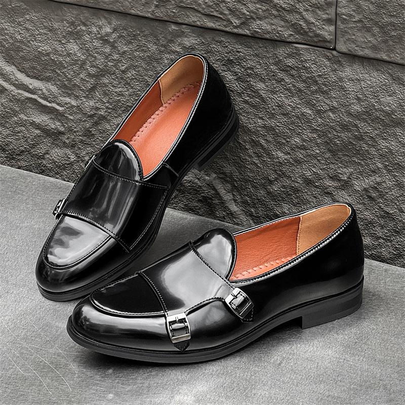 2026 New Korean Big Size Dress Shoes for Men Fashion Casual Black Leather Shoes Male Spring Autumn Buckle Designer Shoe Man