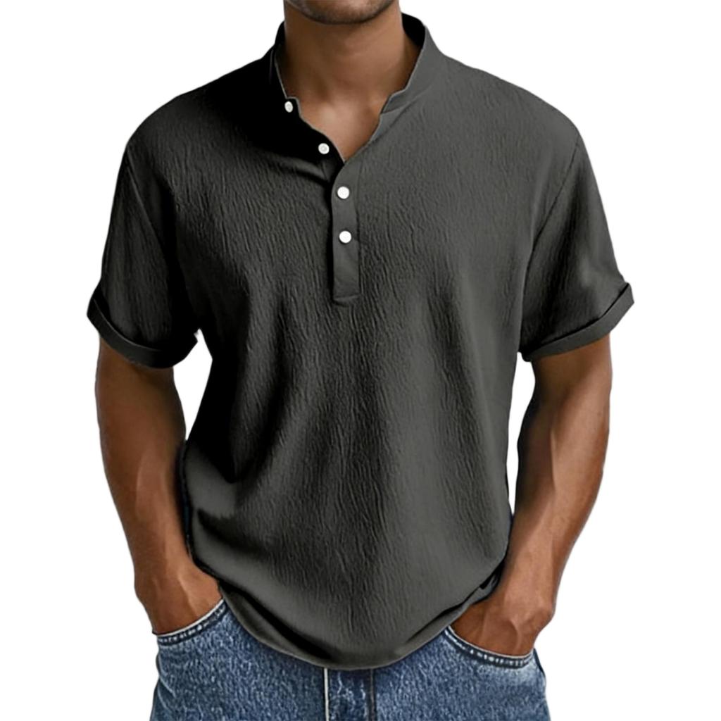 Men's Shirt Short Sleeve Stand Collar Summer Casual Beach Hippie T-Shirts