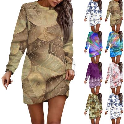 Vestido de baño retro con cuello redondo y mangas largas con estampado floral para mujer