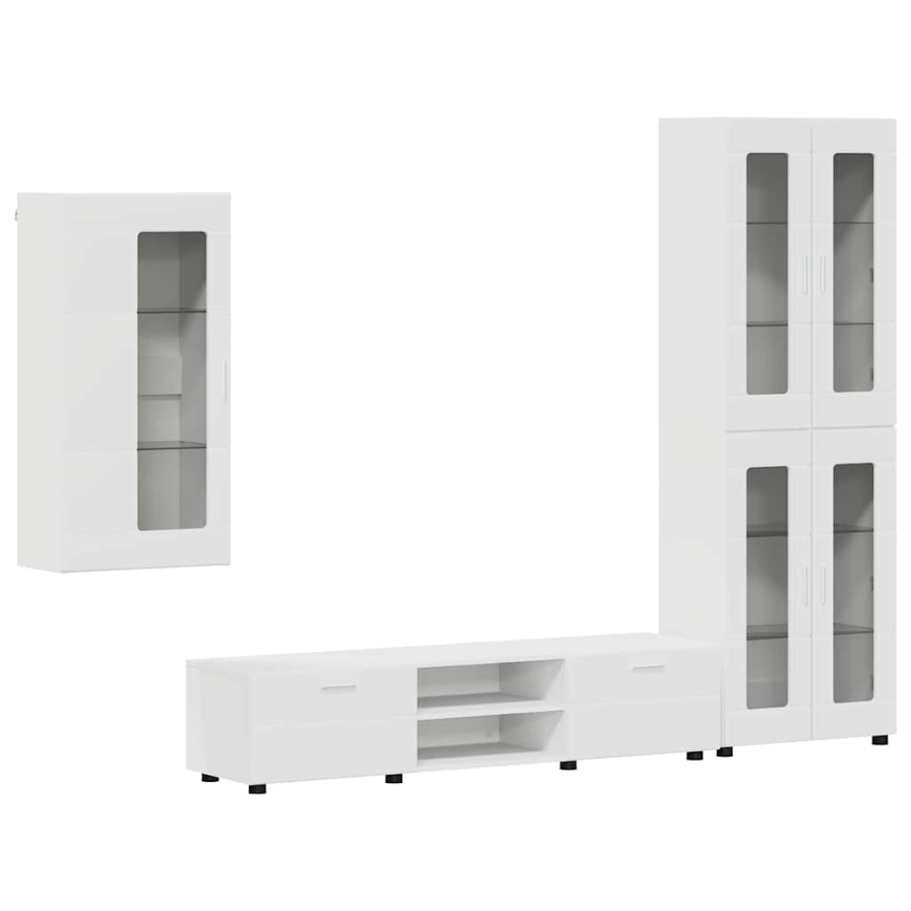FLORIN 3 Piece TV Cabinet Set with Drawers White Particleboard