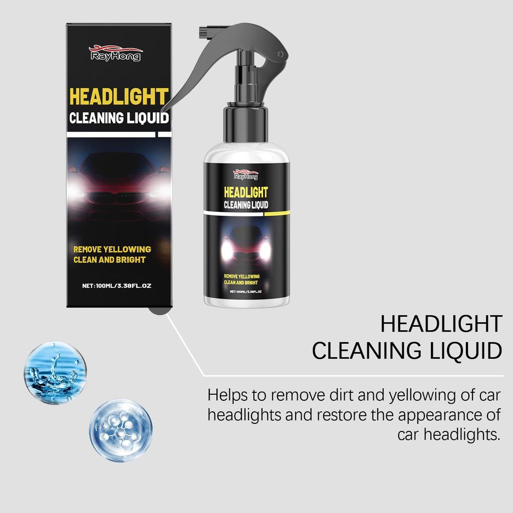 RAYHONG Automotive Headlight Cleaner Headlight Maintenance & Restoration Removes Stains & Enhances Brightness Polishing Headlight Care Agent 100ML