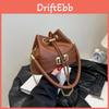 Stylish Black Womens Shoulder Bag Lightweight Casual Bucket Bag Large Capacity Design