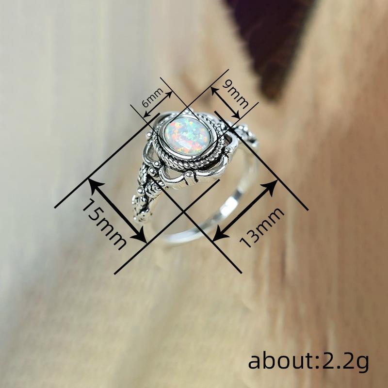 Inel Imitație Opal Femeie, Bijuterii Floare Retro, Inel Personalitate Design La modă