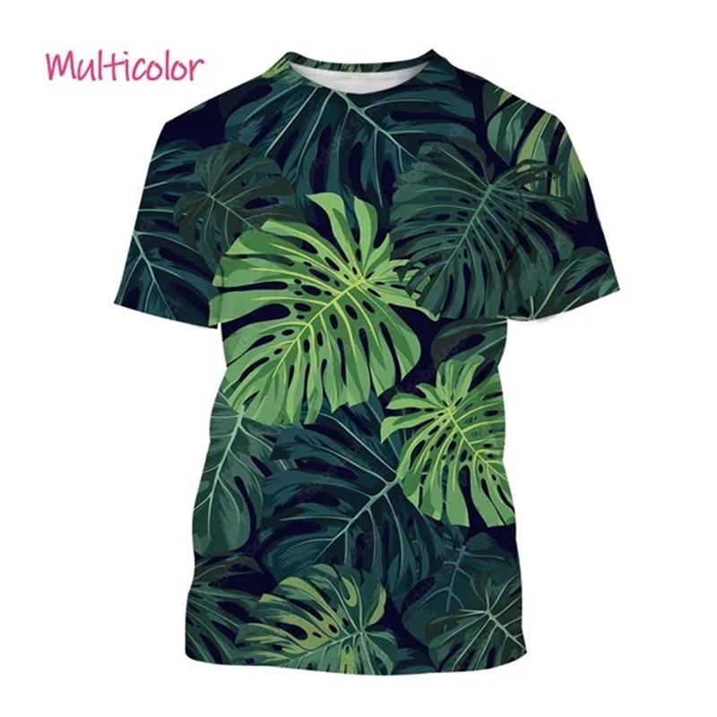 Monstera 3D Printing T-shirt Personality Plant Monstera Men's And Women's Fun Hip-hop Harajuku Unisex Couple T-shirt Tops