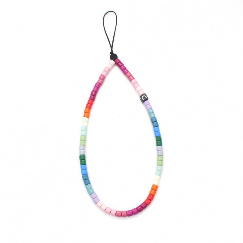 Lanț de telefon DIY la modă, anti-pierdere, cu mărgele emailate curcubeu – Stil popular pe internet