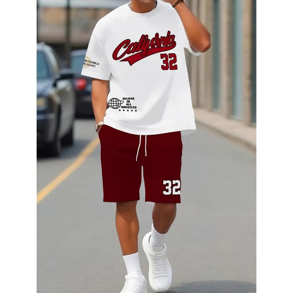 Traje Nuevo de Verano para Hombre - Moda Casual Urbana con Suave, Cómodo, Transpirable y Ligero Estampado de Letras 3D
