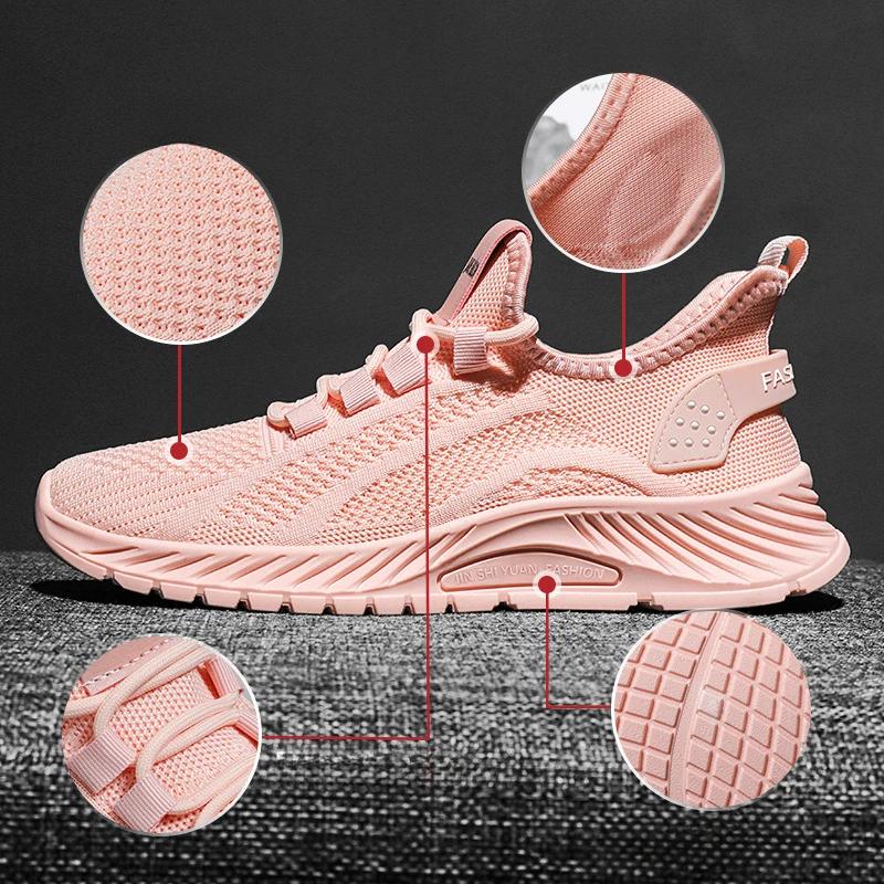 Fashion Women's New Spring and Autumn Fashion Casual Sports Single Shoe Wholesale Breathable Trend Mesh Fly-woven Sports Shoes