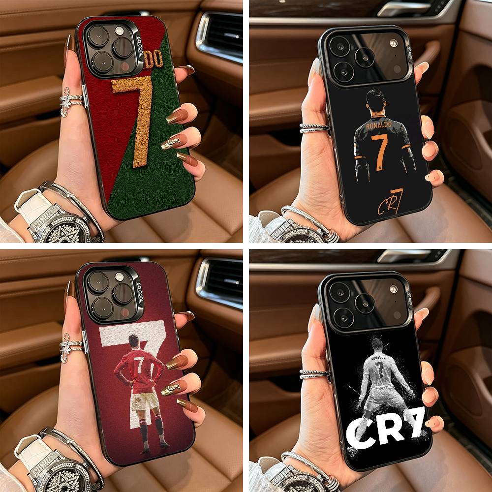 Custodia per Telefono C-R-7 R-Ronaldo Per IPhone17 16 11 12 13 14 15 16 Pro Max Plus Cover Colorata Argento Funda Bumper