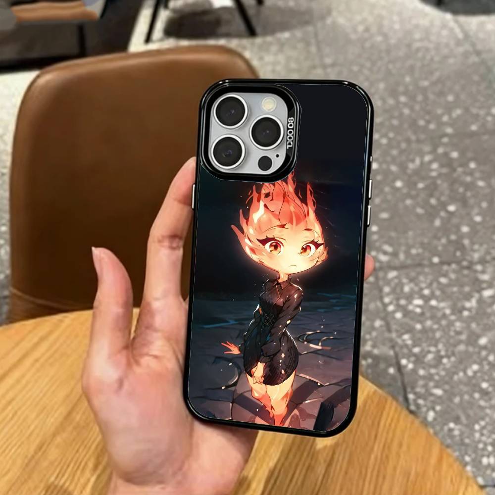 

P-Pixar E-Elemental Phone Case For iPhone17,16,15,14,13,12,11 Plus,Pro Max Colored Silver Plated Inside Cover iPhone13