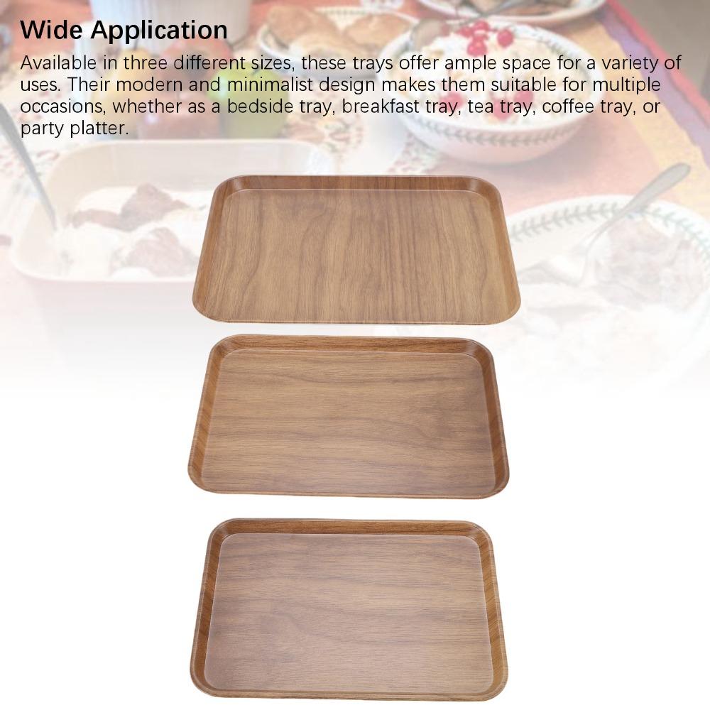 3Pcs Melamine Serving Tray Raised Edge Display Tray Modern Breakfast Serving Trays Bedside Use