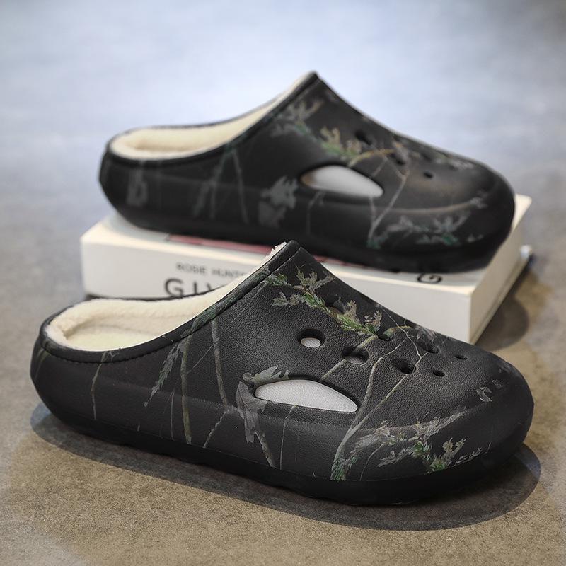 

2025 Winter Plush Thick Warm Wrap-Toe Cotton Slippers for Couples 44/45 чорний