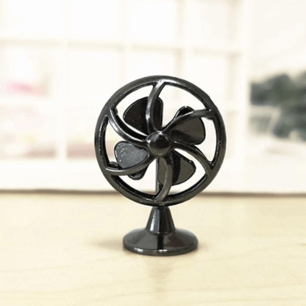 1:12 Scale Dollhouse Electric Fan Retro Mini Fan Model Miniature Doll Fan Furniture  DIY Toy