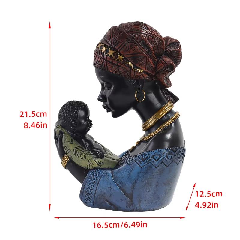 African Black Mother and Child Resin Statue Decoration Home Model Figure Sculpture Crafts Mother's Day Gift