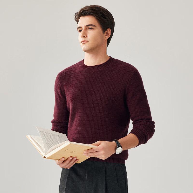 Zhaojun Men's 100% Cashmere Plaid Knit Pullover Sweater