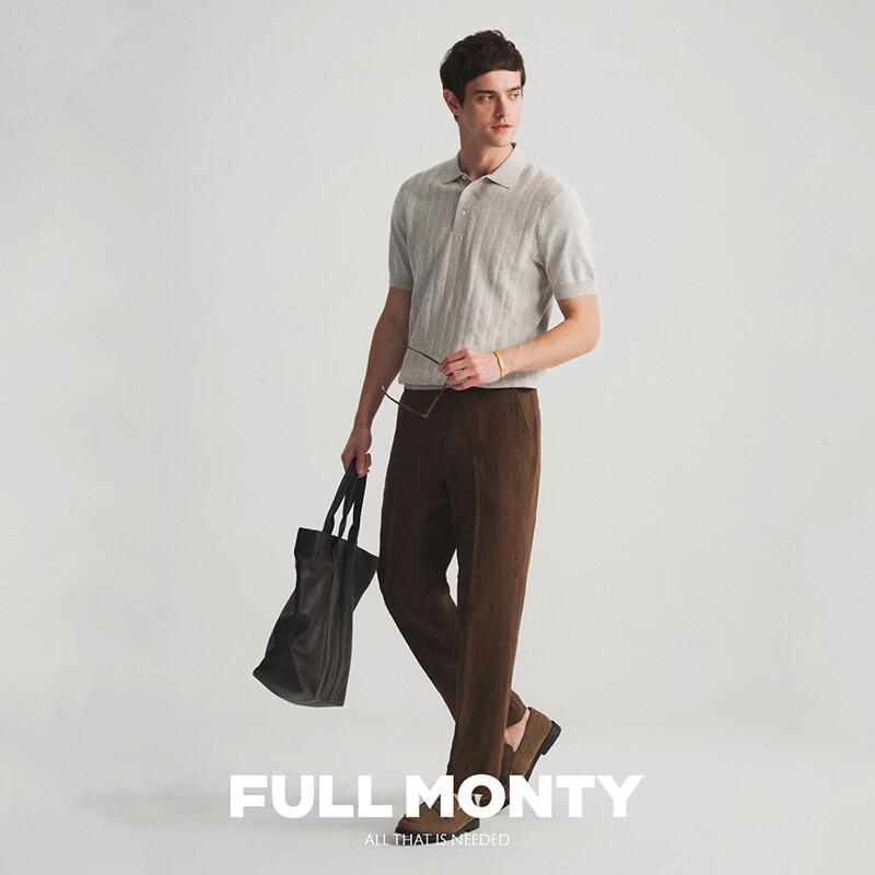 FULL MONTY Men s Striped Pique Polo Shirt XL