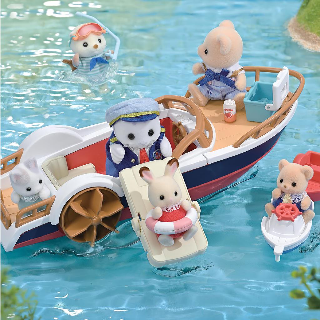Sylvanian Families Vehicles [Captain Seal's Exciting Boat Set] V-08 ST Mark Certified, Ages 3 and Up, Toy Dollhouse, Sylvanian Families, Epoch