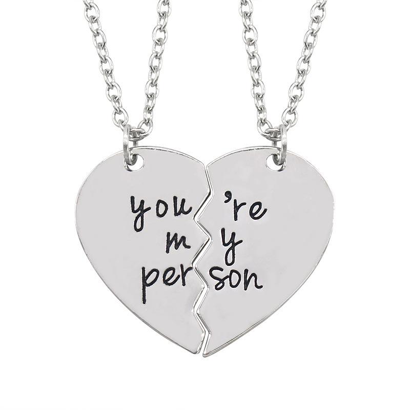Stainless Steel Heart-Shaped Couple Necklace You Are My Person Necklace