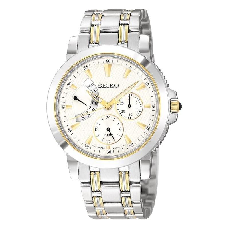 

SEIKO 50 meters waterproof Quartz Steel Strap 38.6mm men s watch white dial SNT002 синій