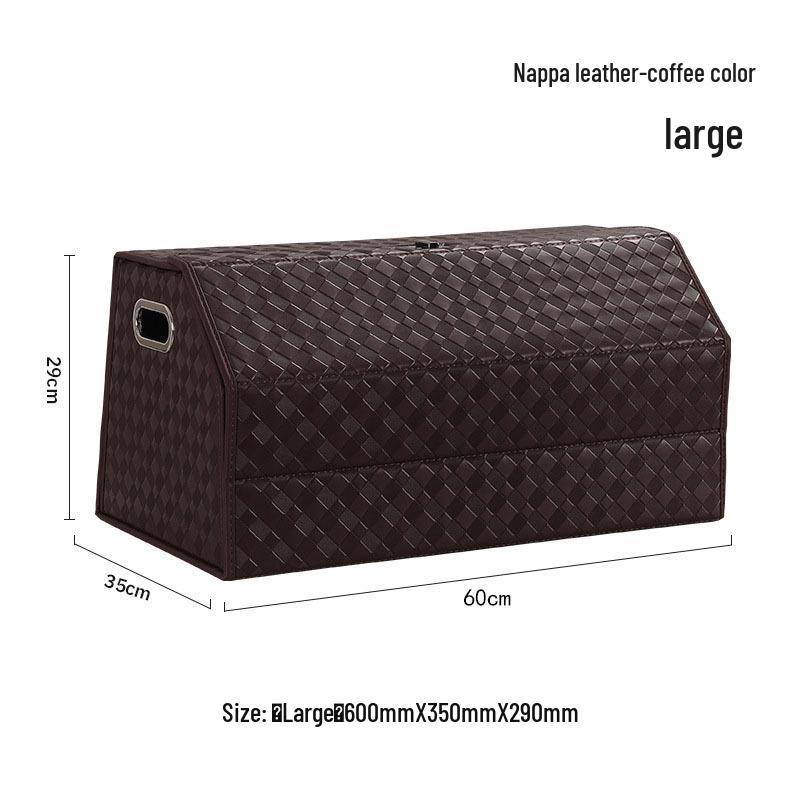 Großer Kofferraum-Organizer für das Auto, Leder mit Schafsfellmuster, Aufklappbares faltbares Design.