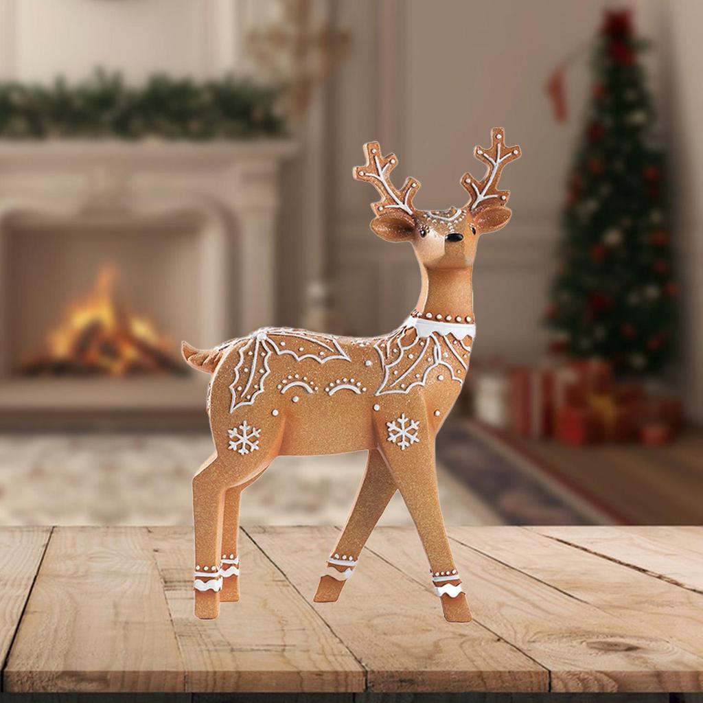 Christmas Reindeer Statue Xmas Elk Figurine Party Ornament Animal Adornment Holiday Decoration Deer Sculpture for Indoor Desk