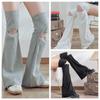 Y2k Leg Warmers Women Solid Broken Hollow Stockings Simple Bell-bottoms Socks  Autumn